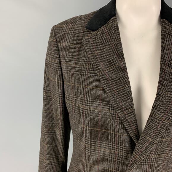 PS by PAUL SMITH Size 42 Olive Black Plaid Wool Nylon Coat - Picture 2 of 7